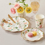 Pink Floral Brunch 62-Piece Disposable Tableware Set