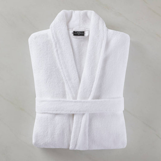 Essential Shawl Collar Cotton Terry Bath Robe, White