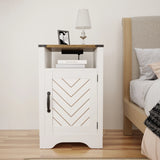Nightstand with Charging Station Wooden End Table