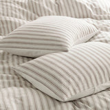 3 Piece Yarn-Dyed Stripes All-Seasons Duvet Set, Tan