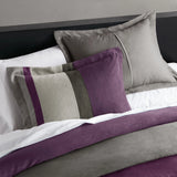 Fluffy Striped Pieced Faux Suede Comforter Set, Purple