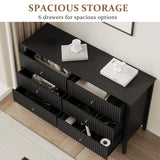 Wholesale Kiss the Water White Dresser Fluted 6 Drawer Dresser