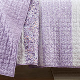 4 Piece Seersucker Quilt Set with Throw Pillow, Purple