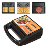 3-in-1 Sandwich/Waffle Maker – 5-Min Waffles, Glass Top