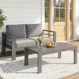 2-Piece Aluminum Outdoor Patio Loveseat with Coffee Table