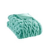 Ruched 50x60" Throw Blanket, Aqua Blue Green