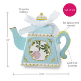 Blue Teapot Favor Box Set of 24 for Tea Parties