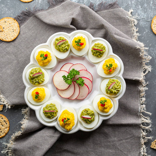 Kook Ceramic Egg Tray for 12 Eggs, 9.8 in White