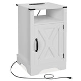 Nightstand with Charging Station Wooden End Table