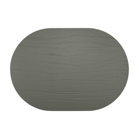 Strata Leather Graphite Placemat - Oval 13.3x16.5"- Set of 4