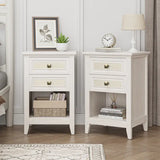 Wholesale Grayish White Rattan Nightstand with Drawer