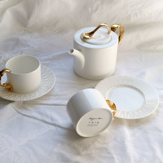 Cutlery Fork Handle Cup & Saucer with 24K Gold