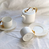 Cutlery Fork Handle Cup & Saucer with 24K Gold