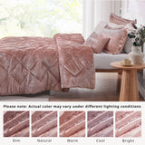 Crushed Velvet 4-Piece Comforter or Duvet Cover Set, Blush