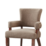 Armed Dining Chair with Nailhead Trims, Brown