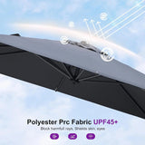 PURPLE LEAF Pool Umbrella Outdoor Cantilever Umbrella with In-ground Base