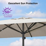 PURPLE LEAF Semi-Auto Outdoor Market Table Umbrella with Heavy-Duty Fabric