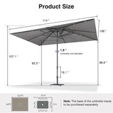 PURPLE LEAF Semi-Auto Outdoor Market Table Umbrella with Heavy-Duty Fabric