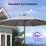 PURPLE LEAF Semi-Auto Outdoor Market Table Umbrella with Heavy-Duty Fabric