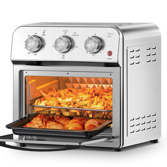 【USED】 Plum Chef Family Size Air Fryer Toaster Oven Combo,13QT,360° Hot Air Circulation for Healthy Oil-Free Cooking, Multifunctional Convection Contertop Oven, Adjustable Time & Temp Control, Stainless Steel