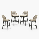 PURPLE LEAF Outdoor Swivel Bar Stools Set of 2 Patio 360° Rotating All-Weather Wicker Stools with Back and Cushion for Outside Backyard Kitchen Bistro Garden Bar