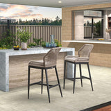 PURPLE LEAF Bar Stools Set of 4 Outdoor Aluminum Barstools with Back Modern Wicker Rattan Boho Garden Pool Patio Bar Chairs
