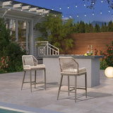 PURPLE LEAF Outdoor Bar Stools Wicker Rattan Bar Stools with Back Aluminum Outside Garden Patio Bar Chairs