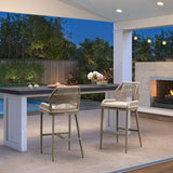PURPLE LEAF Bar Stools Set of 4 Outdoor Aluminum Barstools with Back Modern Wicker Rattan Boho Garden Pool Patio Bar Chairs