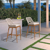 PURPLE LEAF Bar Stools Set of 4 Outdoor Aluminum Barstools with Back Modern Wicker Rattan Boho Garden Pool Patio Bar Chairs