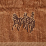3-Horse Embroidered 3PC Towel Set, Mocha, 2 MOQ