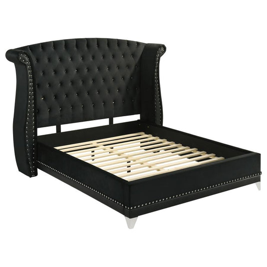 Barzini Upholstered California King Wingback Bed Black