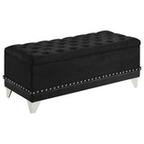 Barzini Velvet Upholstered Tufted Storage Bench Black