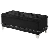 Barzini Velvet Upholstered Tufted Storage Bench Black