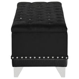 Barzini Velvet Upholstered Tufted Storage Bench Black