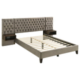 Marley Upholstered Queen Wall Panel Bed Light Brown