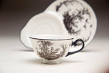 Black Toile Porcelain Teacup & Saucer Set