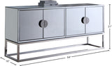 Marbella Contemporary Sideboard Buffet with Mirrored Finish & Durable Chrome Base for Modern Dining