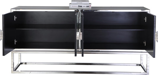 Marbella Contemporary Sideboard Buffet with Mirrored Finish & Durable Chrome Base for Modern Dining