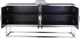 Marbella Contemporary Sideboard Buffet with Mirrored Finish & Durable Chrome Base for Modern Dining
