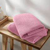 4pcs 100% Cotton Quick-Dry Ribbed Hand Towel Set, Pink