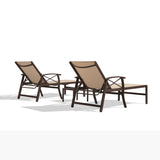 PURPLE LEAF Outdoor Chaise Lounge Chair Patio Pool Lounger Aluminum Chairs with Side Table and Wheels Adjustable Tanning Recliner with Armrests for Outside Backyard Deck Beach