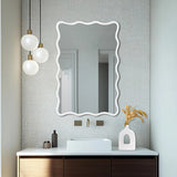 Maya Rectangular Waved Edge Mirror in Glossy White