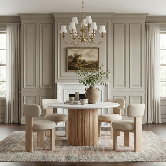 Atelier - Vegan Leather Upholstered Dining Chair (Set of 2) - Taupe / Painted Natural