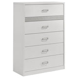 Viana 5-Piece Eastern King Platform Bedroom Set Grey and White High Gloss