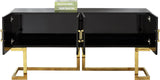 Beth Stainless Steel Modern Sideboard Buffet with Gold Trim for Chic Dining Room Storage
