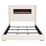 Tisdall Upholstered Eastern King Flame Visualizer Bed Cream