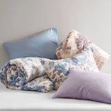 Watercolor Floral Comforter Set with Bed Sheets, Taupe