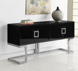 Beth Contemporary Sideboard Buffet with Chrome Stainless Steel Base for Stylish Dining Storage