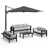 5-Piece Aluminum Patio Set with Umbrella and Loveseats
