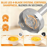 Cordless Hand Blender: 1000W 12-Speed Electric Stick Mixer